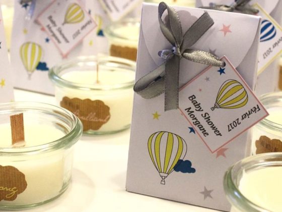 bougies maison cadeaux invités baby shower