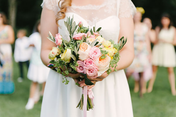 bouquet marié pastel rond