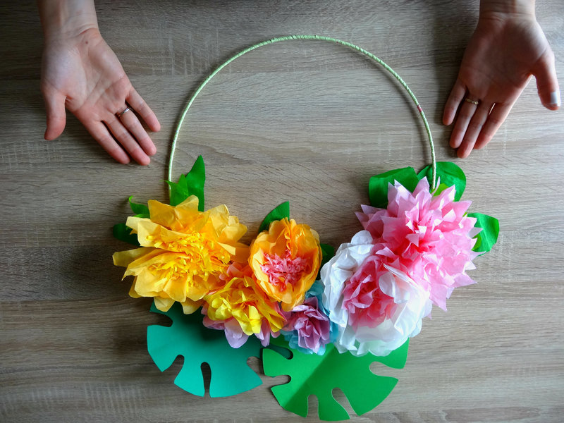 DIY décoration tropicale fleurs en papier